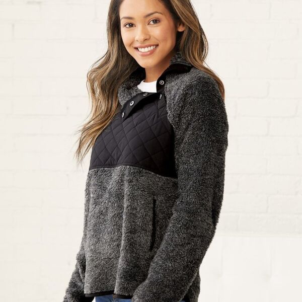Women's Quilted Fuzzy Fleece Pullover Thumbnail